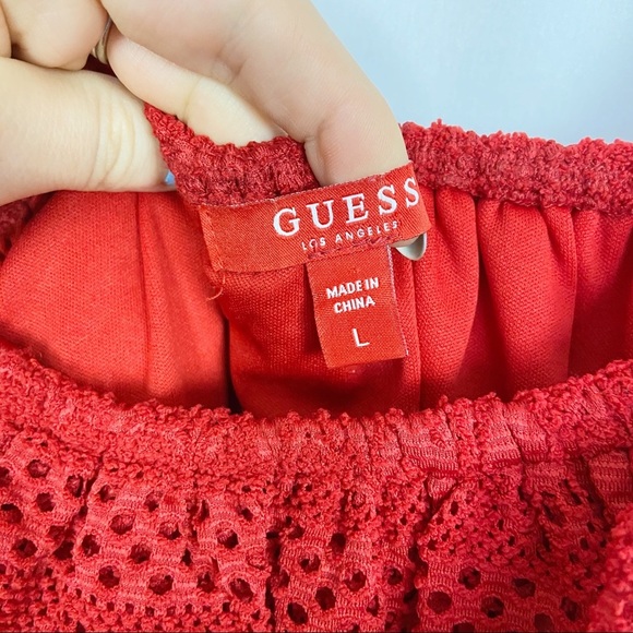 Guess red lace with heart detail crop top L - Picture 3 of 6